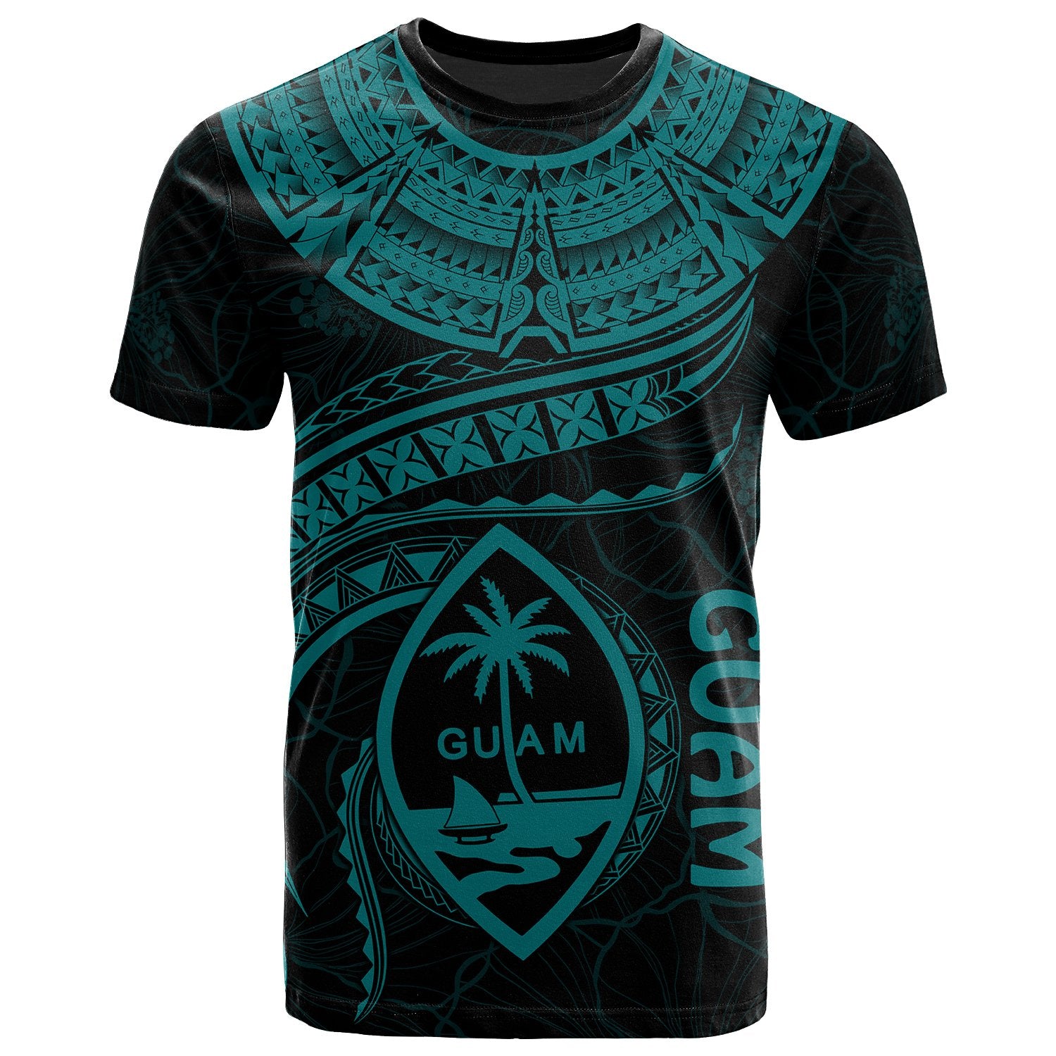 Guam Polynesian T Shirt Guam Waves (Turquoise) Unisex Art - Polynesian Pride