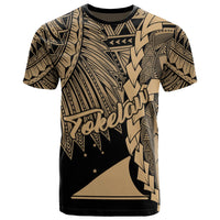 Tokelau Polynesian T Shirt Tribal Wave Tattoo Gold Unisex Gold - Polynesian Pride