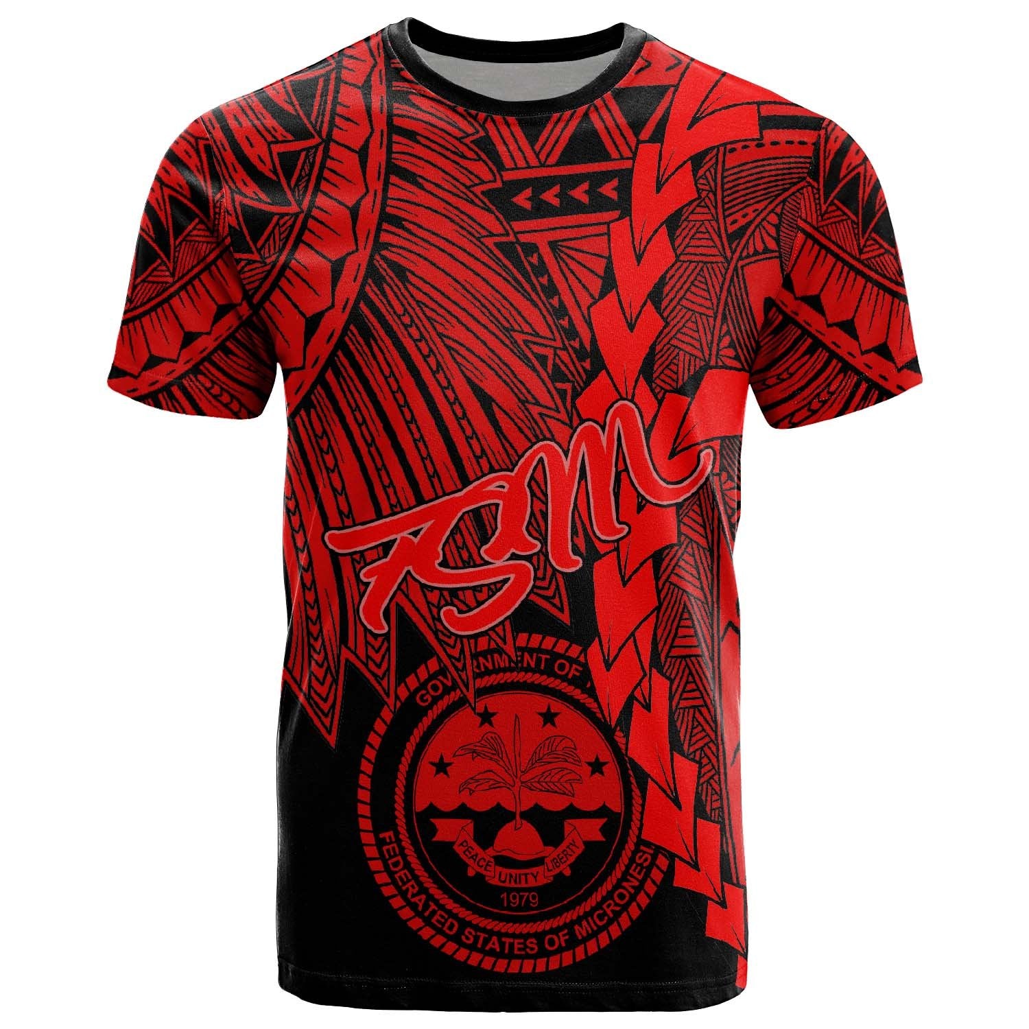 Chuuk Micronesia T Shirt Tribal Wave Tattoo Red Unisex Red - Polynesian Pride