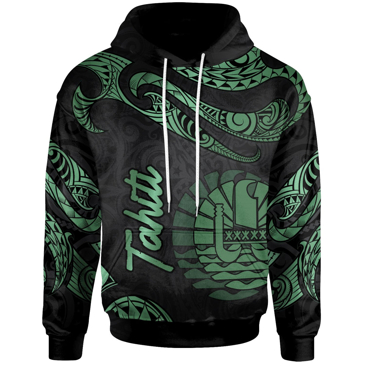 Tahiti Hoodie Polynesian Tattoo Green Version Unisex Green - Polynesian Pride