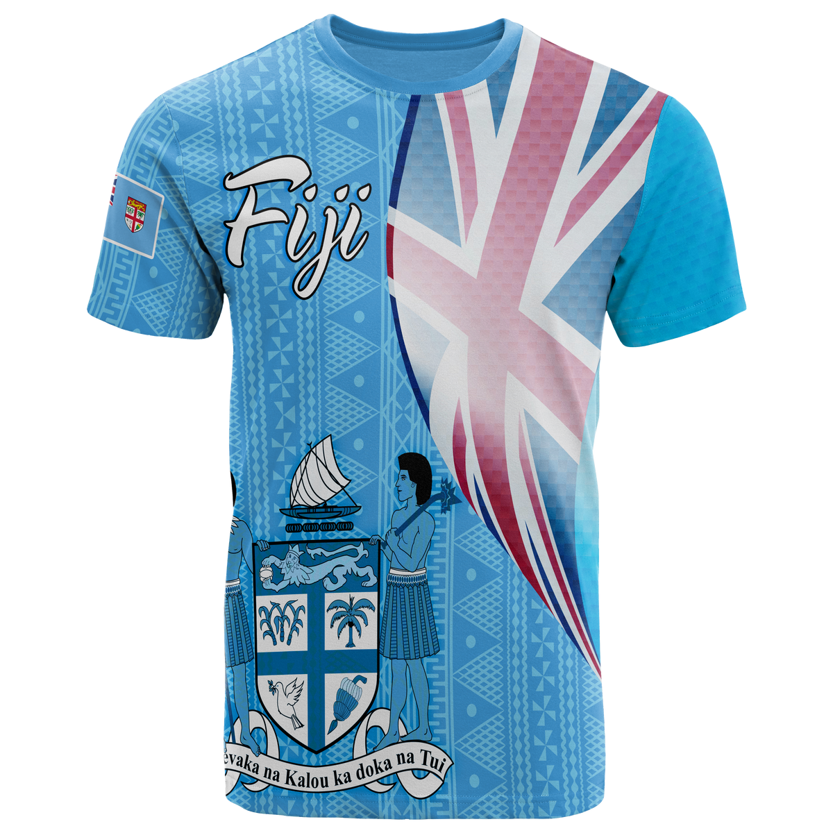 Fiji Polynesian T Shirt Fijian Flag Unisex Blue - Polynesian Pride