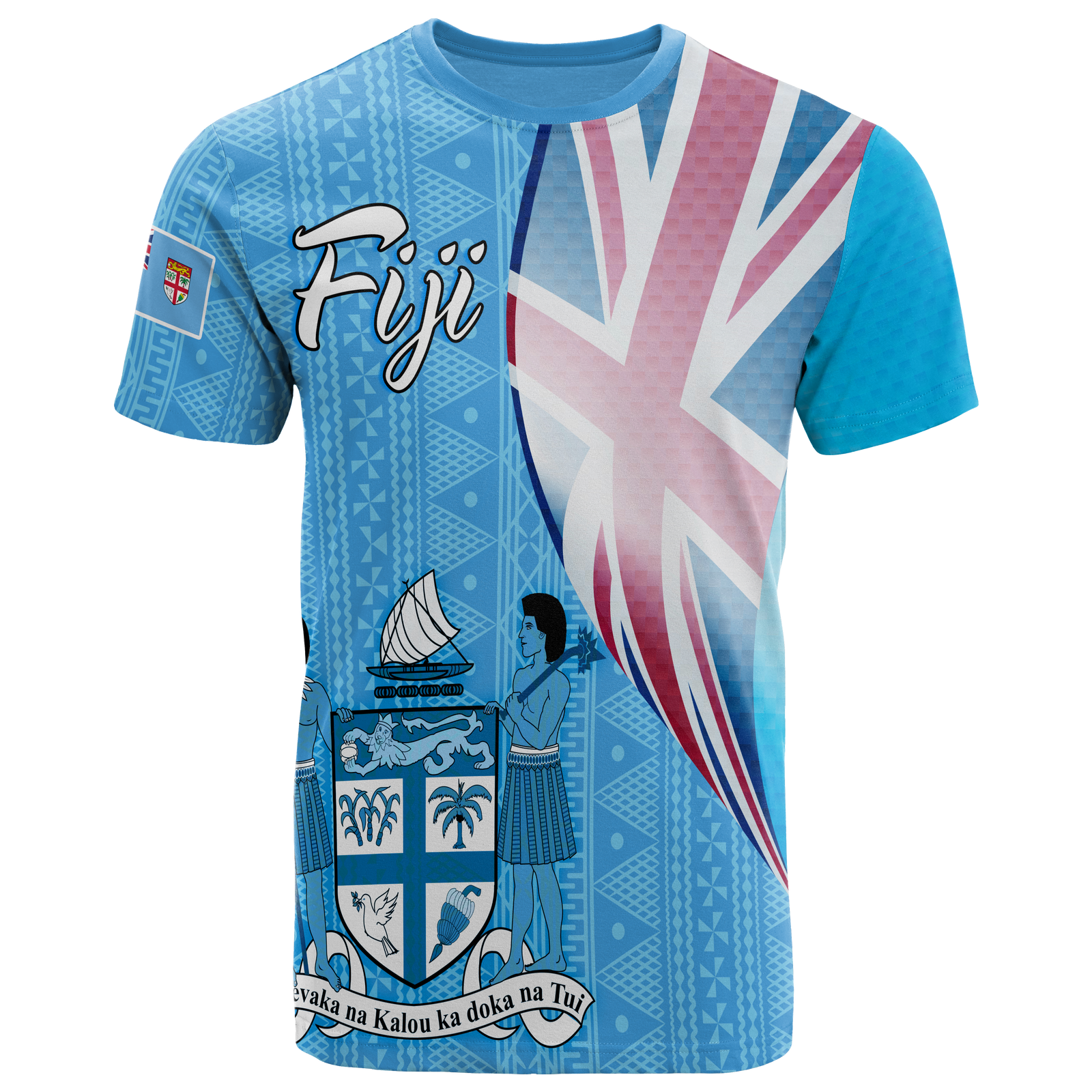 Fiji Polynesian T Shirt Fijian Flag Unisex Blue - Polynesian Pride