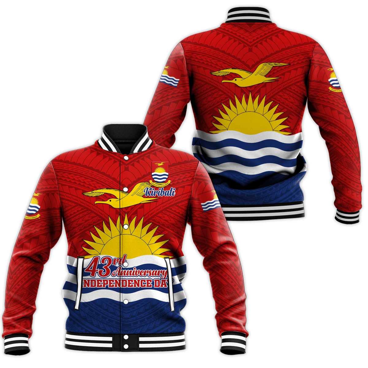 Kiribati 43rd Independence Celebrations Baseball Jacket - LT12 Unisex Blue - Polynesian Pride