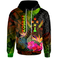 Kosrae Polynesian Hoodie Hibiscus and Banana Leaves Unisex Reggae - Polynesian Pride