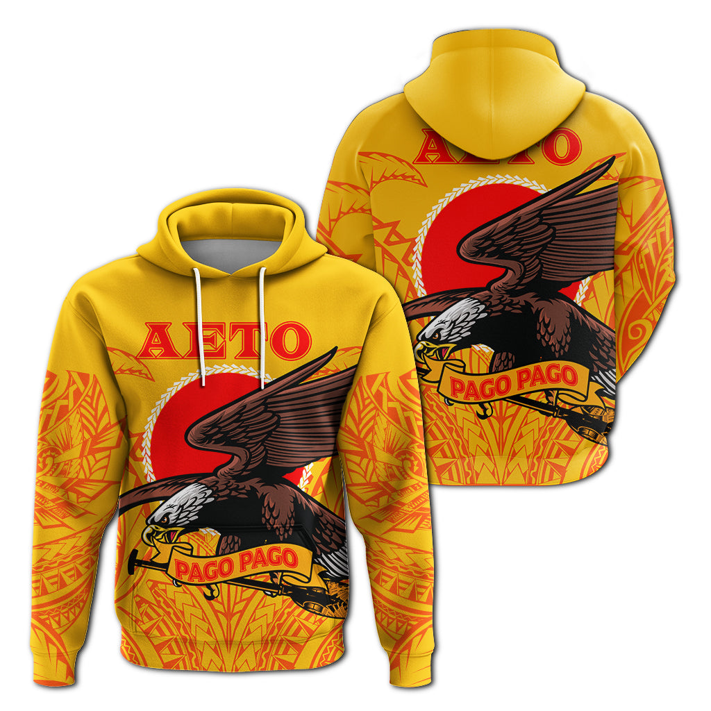 American Samoa Hoodie Aeto Pago Pago Eagle LT12 Unisex Yellow - Polynesian Pride