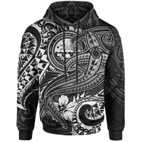FSM Hoodie White Shark Polynesian Tattoo Unisex White - Polynesian Pride