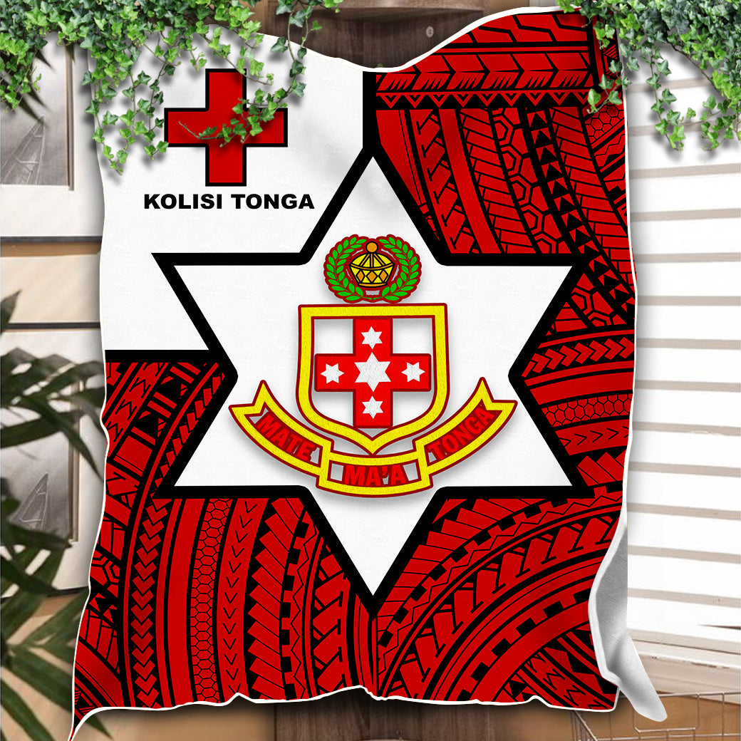 Kolisi Tonga Premium Blanket - Mate Ma'a Tonga Red Original - LT20 White - Polynesian Pride