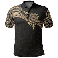 American Samoa Polynesian Polo Shirt Gold Heart Shield Unisex GOLD - Polynesian Pride