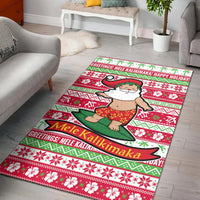 Hawaii Christmas Area Rug - Santa Surfing RED - Polynesian Pride