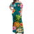 Hawaii Off Shoulder Long Dress Aqua Polynesia Pineapple LT13 Women Aqua - Polynesian Pride