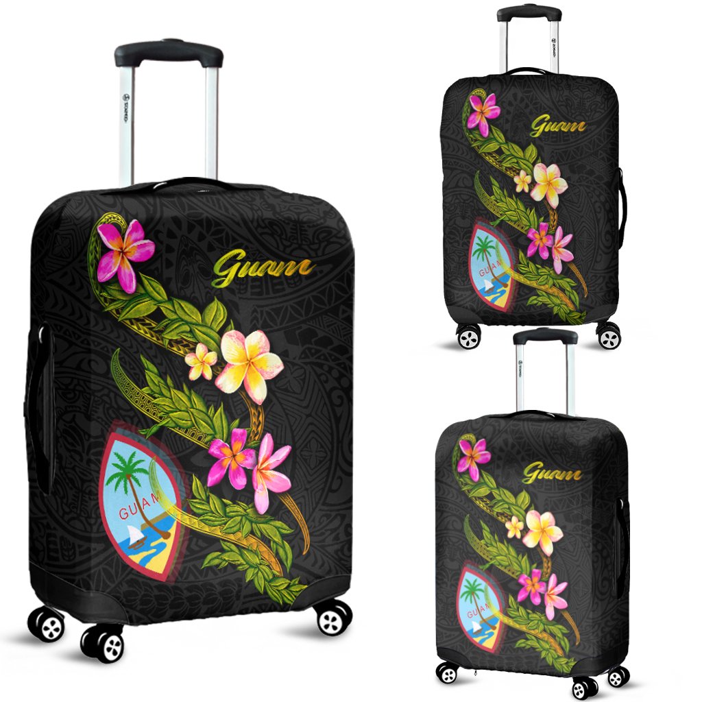 Guam Polynesian Luggage Covers - Plumeria Tribal Black - Polynesian Pride