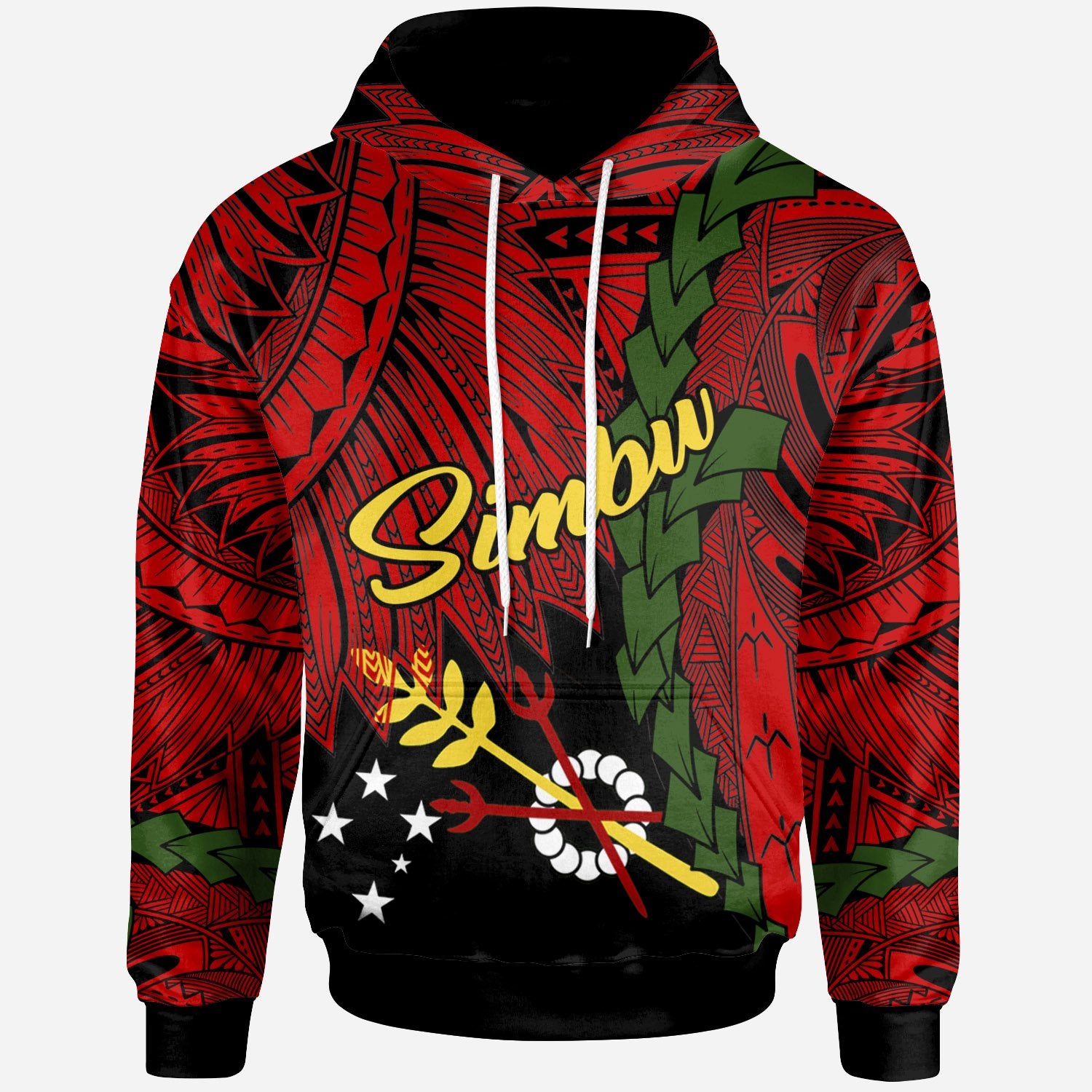 Papua New Guinea Simbu Province Polynesian Hoodie Tribal Wave Tattoo Unisex Red - Polynesian Pride
