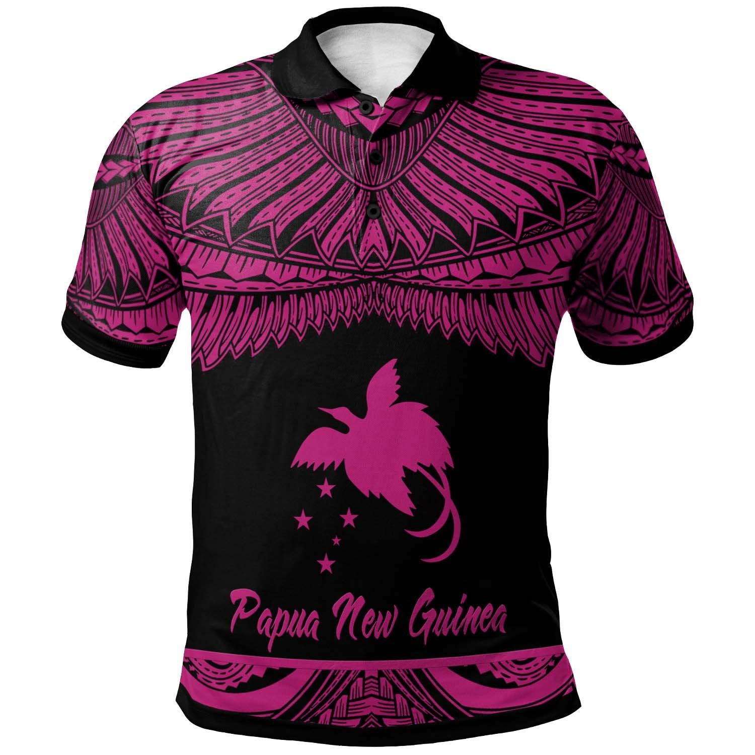 Papua New Guinea Polo Shirt Polynesian Tattoo Pink Version Unisex Pink - Polynesian Pride