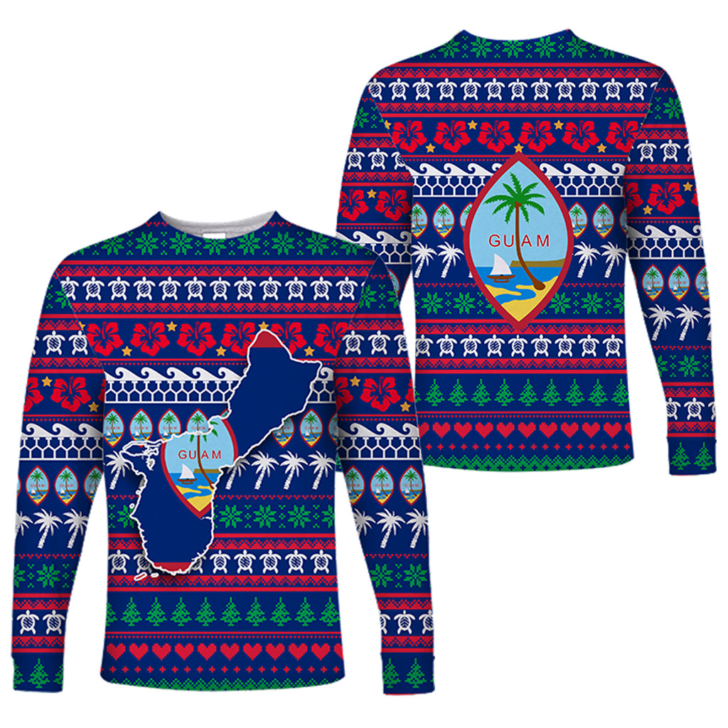 Guam Christmas Long Sleeve Shirt - Ugly Christmas - LT12 Unisex Blue - Polynesian Pride