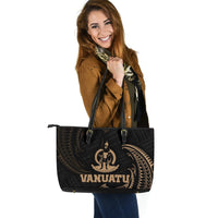 Vanuatu Polynesian Leather Tote Bag - Gold Tribal Wave - Polynesian Pride