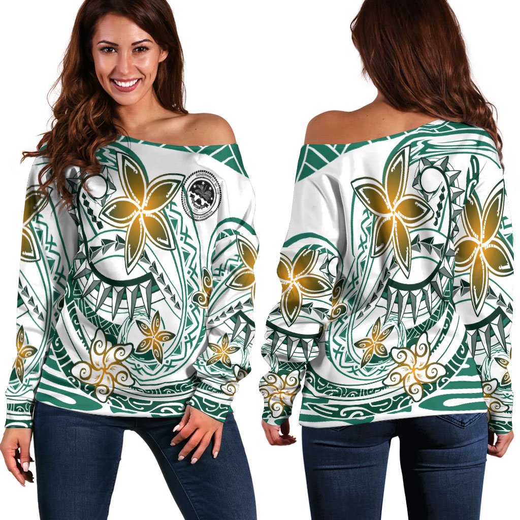 Federated States of Micronesia Women's Off Shoulder Sweaters - Spring Style Green - Polynesian Pride