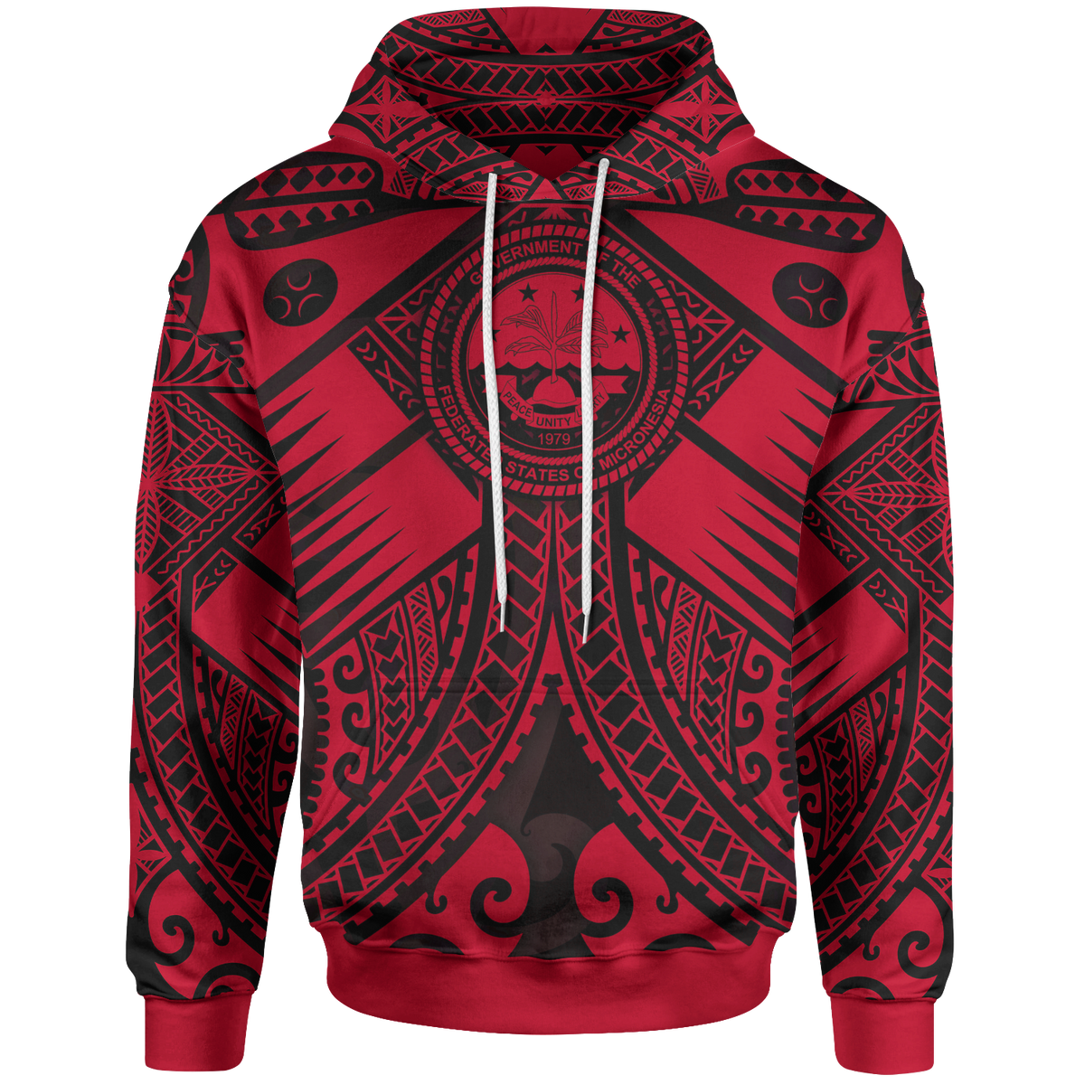 FSM Hoodie Red Seal with Polynesian Tattoo Unisex Red - Polynesian Pride