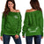 Maori 2021 Off Shoulder Sweater - Green Aotearoa Tattoo LT13 Green - Polynesian Pride