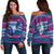 Guam Christmas Women Off Shoulder Sweater - Ugly Christmas - LT12 Blue - Polynesian Pride