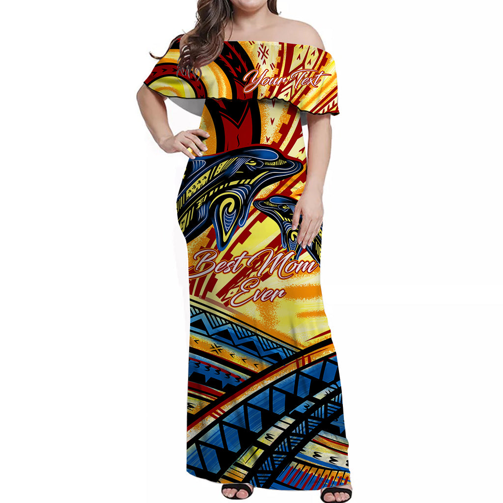 (Custom Personalised) Polynesia Best Mom Ever Off Shoulder Long Dress - LT12 Long Dress Art - Polynesian Pride