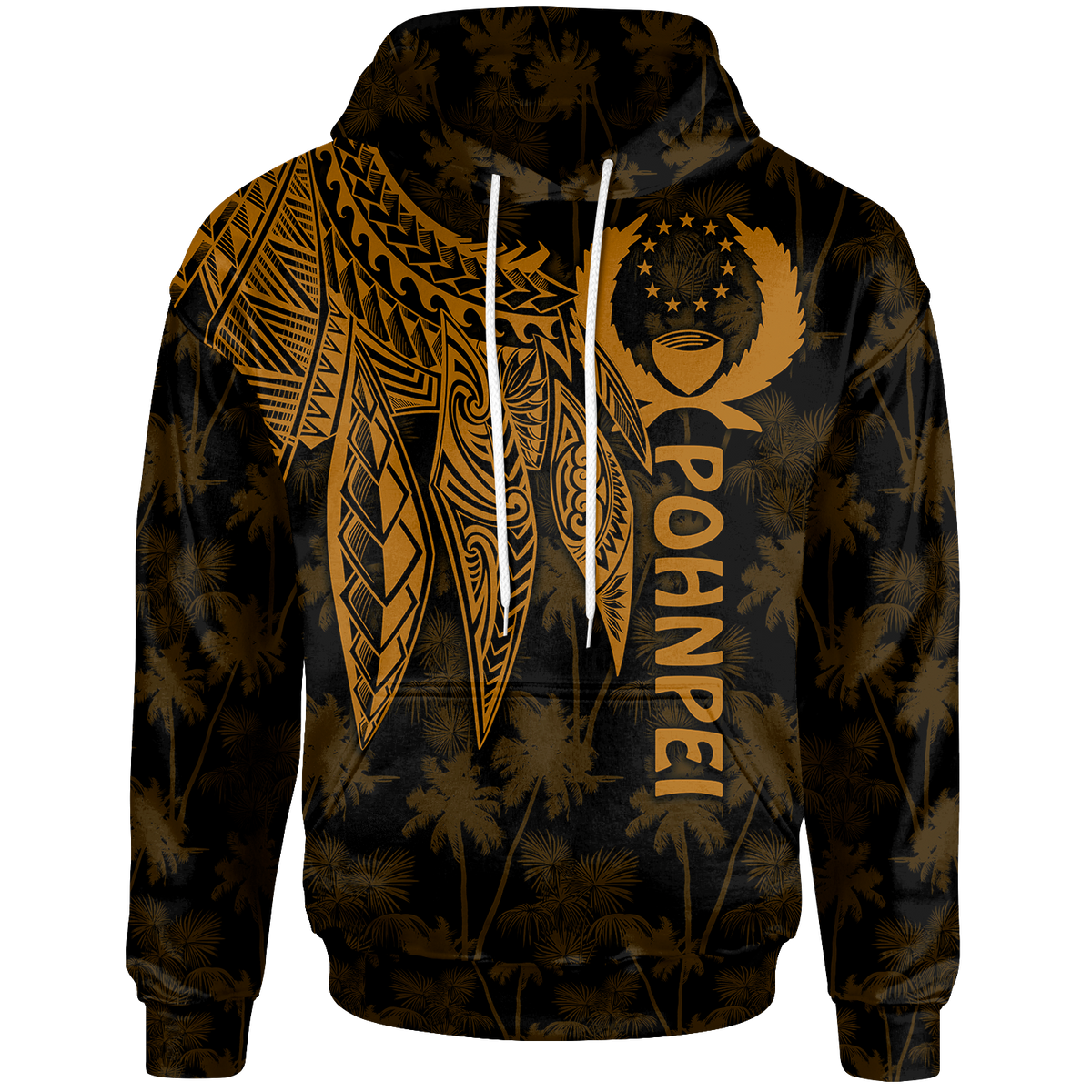Pohnpei Hoodie Polynesian Wings (Golden) Unisex Golden - Polynesian Pride