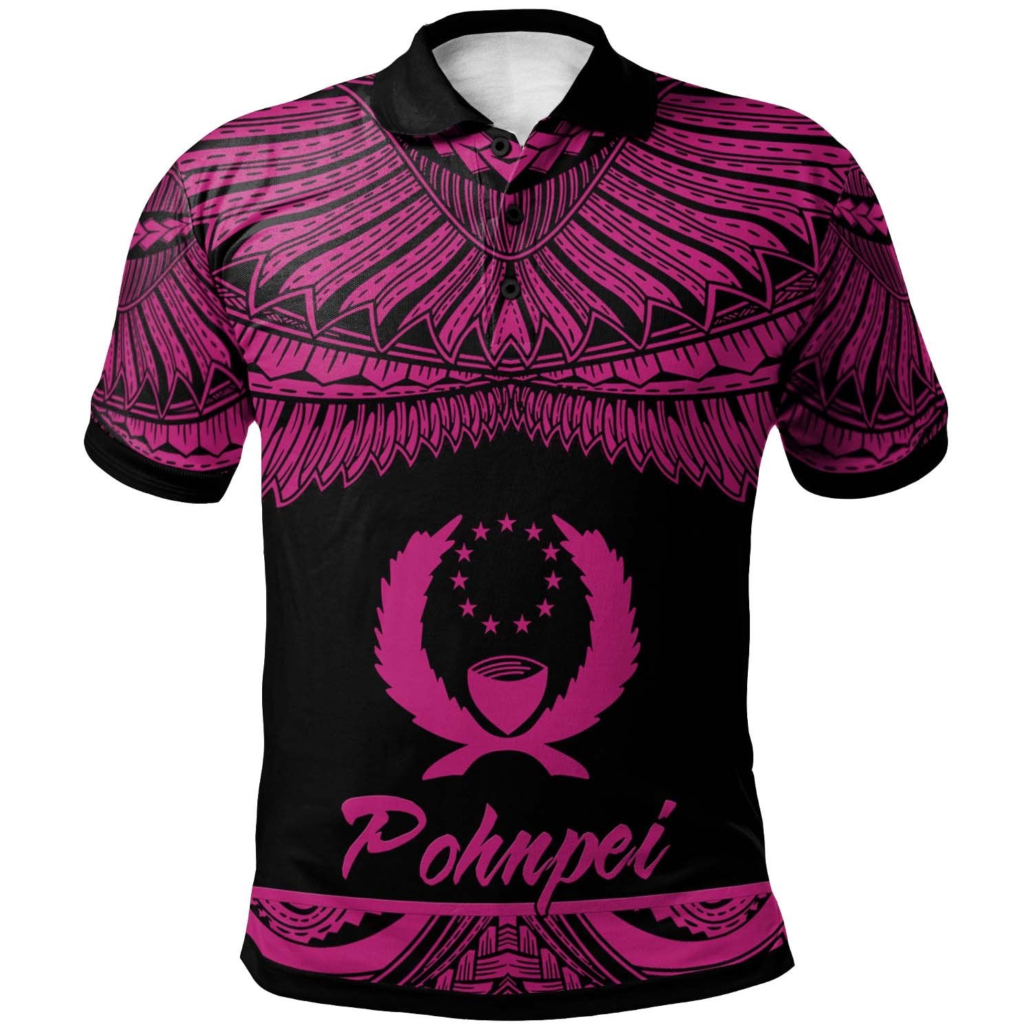 Pohnpei Polo Shirt Polynesian Tattoo Pink Version Unisex Pink - Polynesian Pride