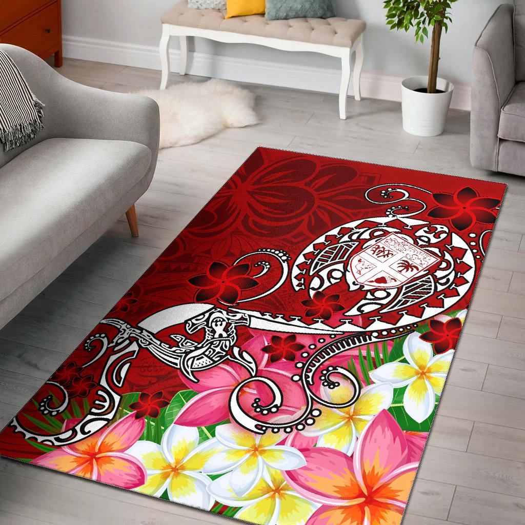 Fiji Area Rug - Turtle Plumeria (Red) Red - Polynesian Pride