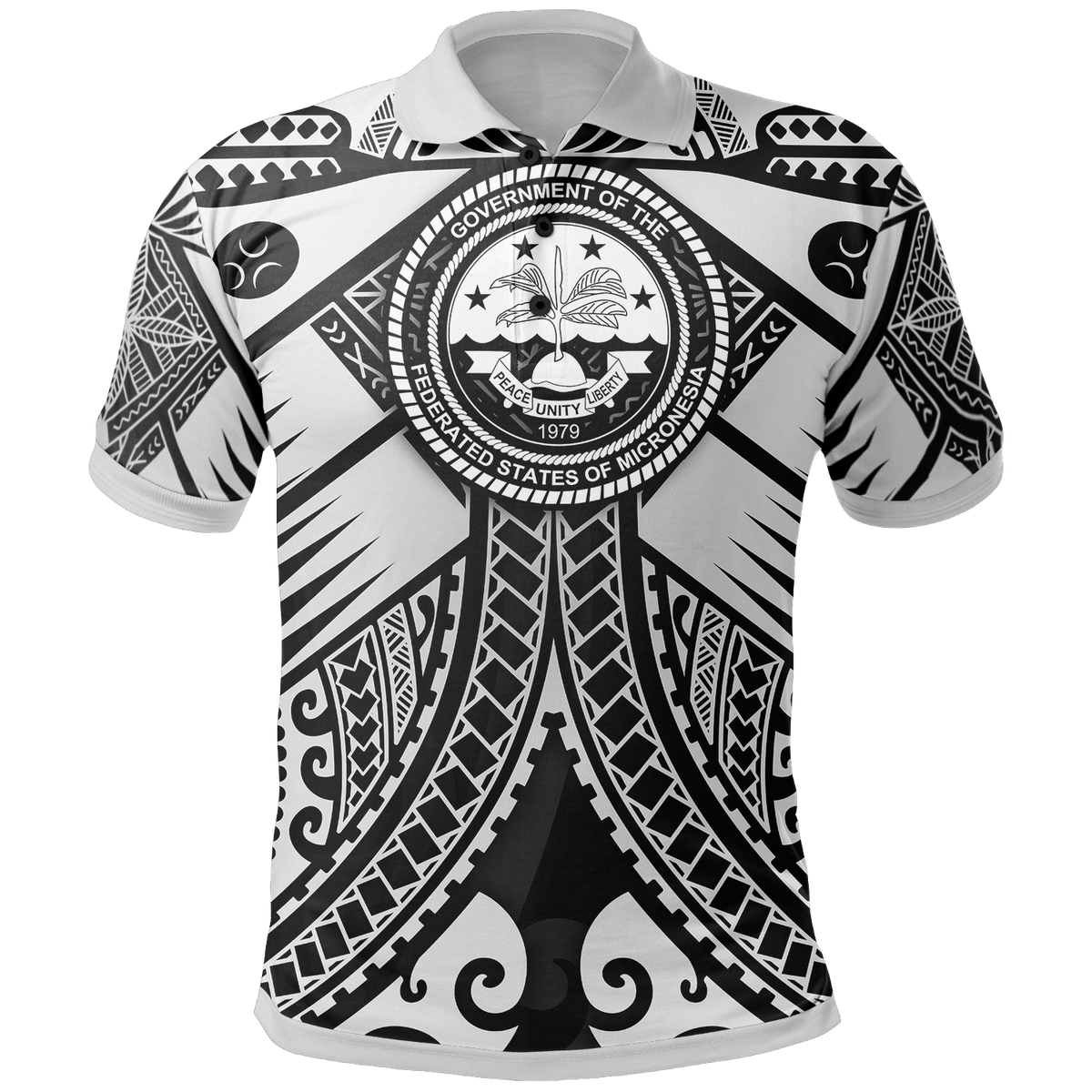 FSM Polo Shirt White Seal with Polynesian Tattoo Unisex White - Polynesian Pride