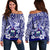 (Custom Personalised) Samoa Polynesian Off Shoulder Sweater Samoan Loved Turtles LT13 Blue - Polynesian Pride