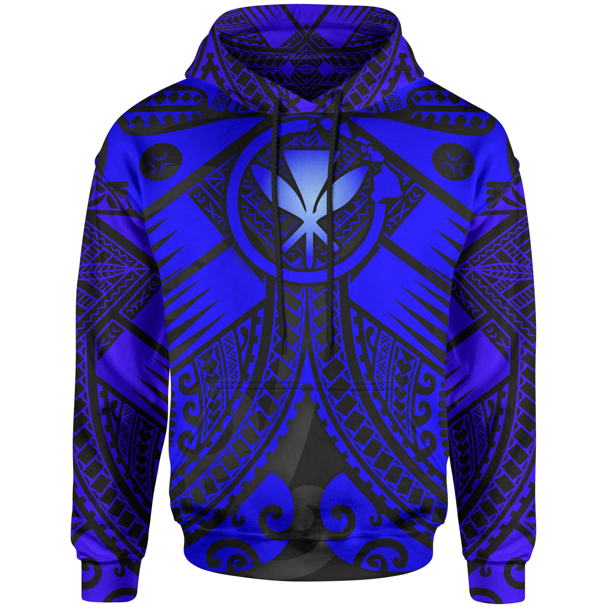 Hawaii Polynesian Hoodie Blue Kanaka Maoli Map Unisex Blue - Polynesian Pride