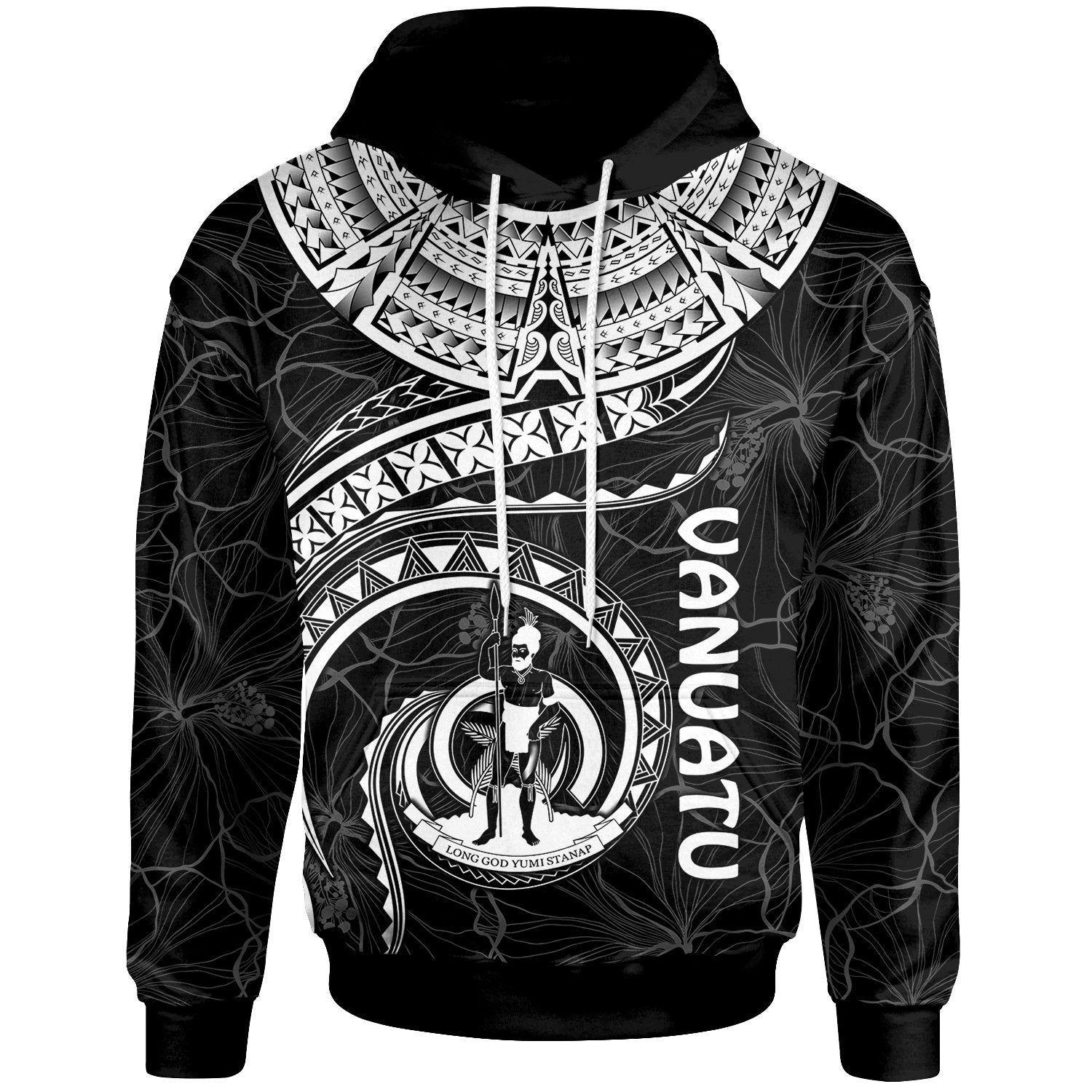 Vanuatu Polynesian Hoodie Vanuatu Waves (White) Unisex White - Polynesian Pride