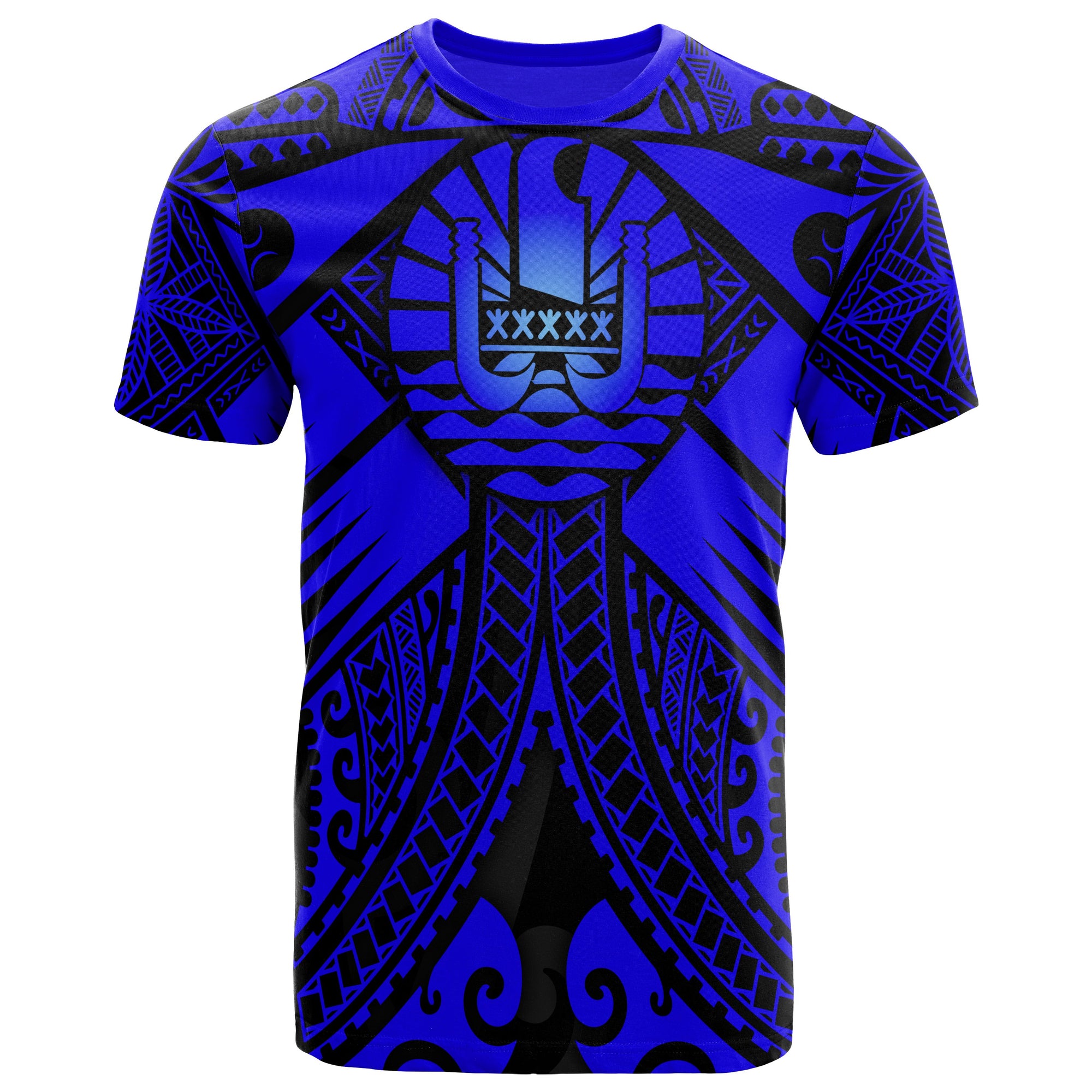 Tahiti T Shirt Blue Seal with Polynesian Tattoo Unisex Blue - Polynesian Pride