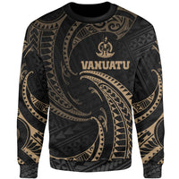 Vanuatu Polynesian Sweater - Gold Tribal Wave Unisex Gold - Polynesian Pride