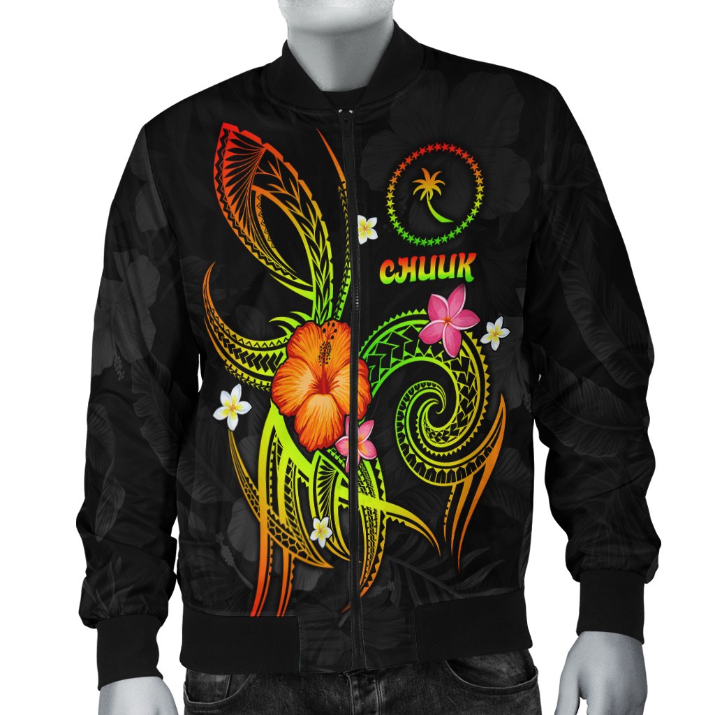 Chuuk Polynesian Men's Bomber Jacket - Legend of Chuuk (Reggae) Reggae - Polynesian Pride