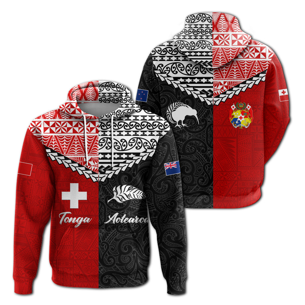 Tonga Combine New Zealand Maori Aotearoa Heritage Hoodie LT12 Unisex Red - Polynesian Pride