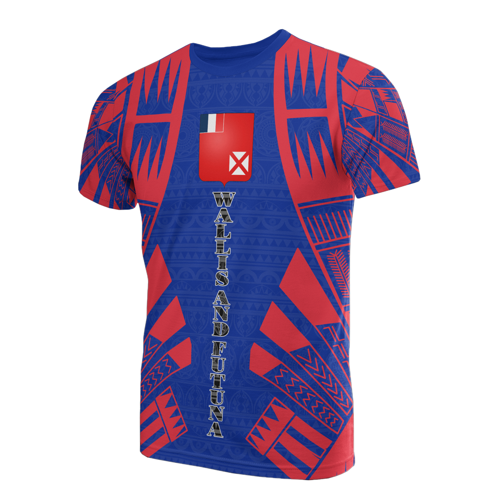 Wallis and Futuna T Shirt Wallis and Futuna Coat of Arms Polynesian Tattoo Blue Style Unisex Art - Polynesian Pride