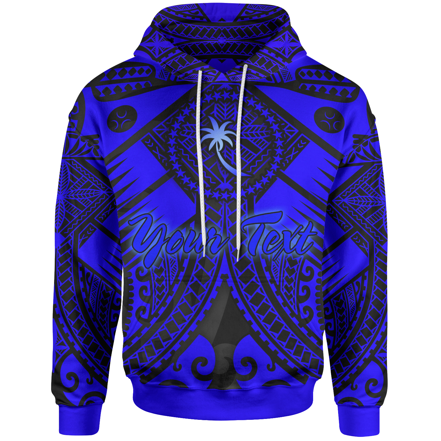 Chuuk Custom Hoodie Blue Seal with Polynesian Tattoo Unisex Blue - Polynesian Pride