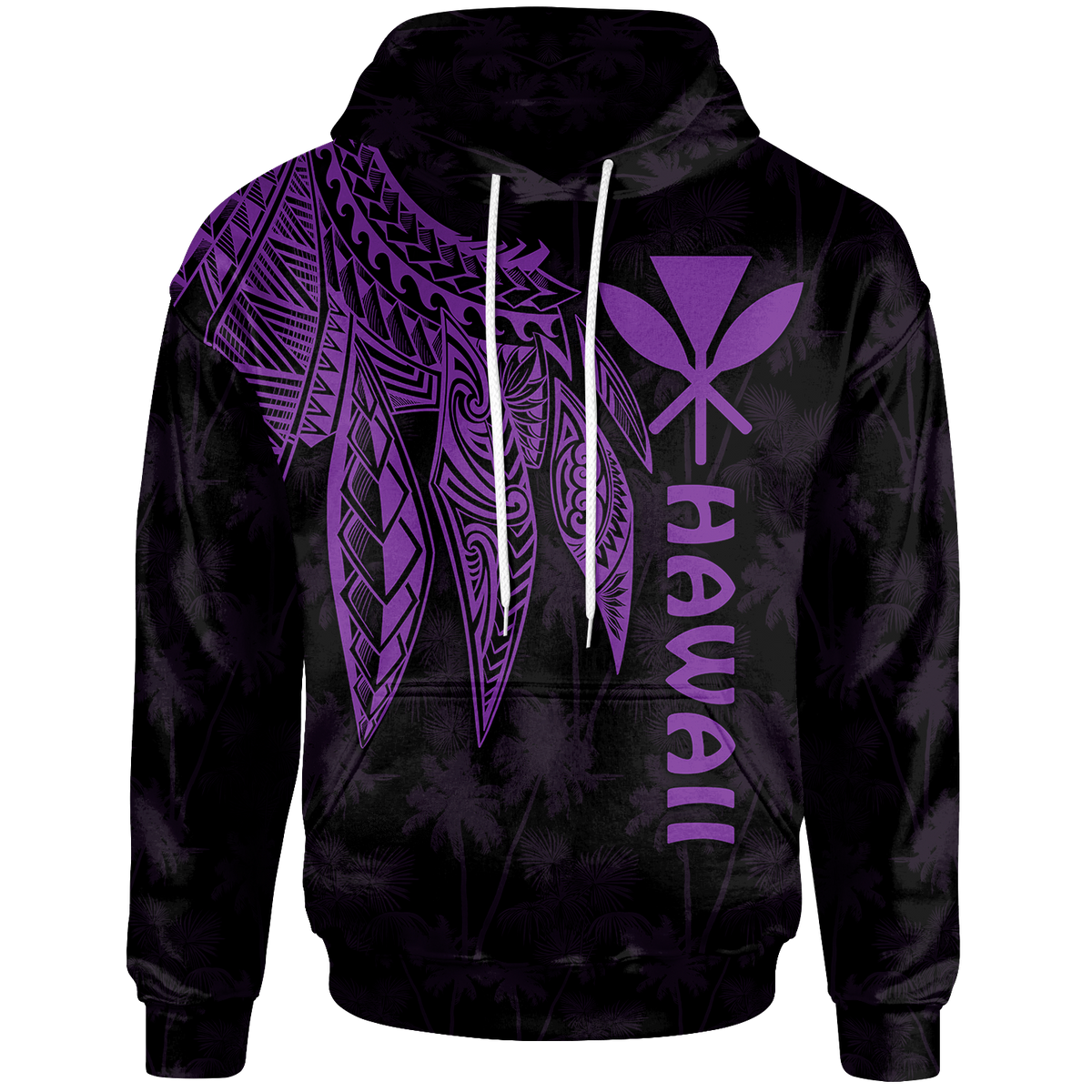 Polynesian Hawaii Kanaka Maoli Hoodie Polynesian Wings (Purple) Unisex Purple - Polynesian Pride