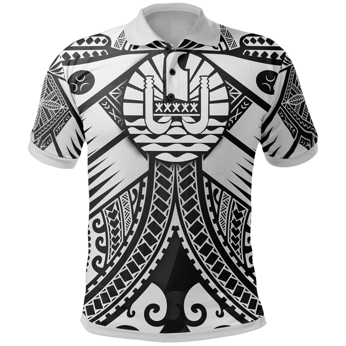 Tahiti Polo Shirt White Seal with Polynesian Tattoo Unisex White - Polynesian Pride