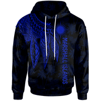 Marshall Islands Hoodie Polynesian Wings (Blue) Unisex Blue - Polynesian Pride