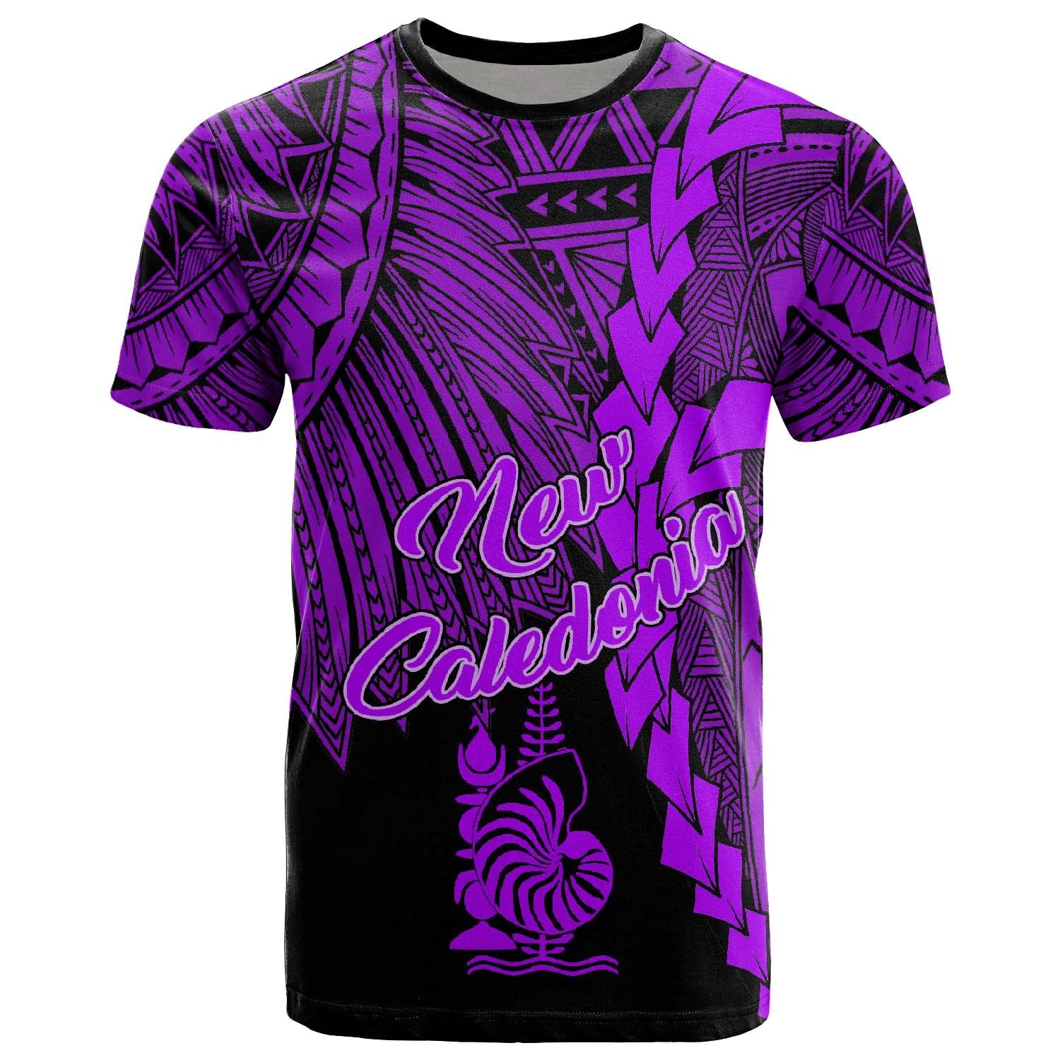 New Caledonia Polynesian T Shirt Tribal Wave Tattoo Purple Unisex Purple - Polynesian Pride