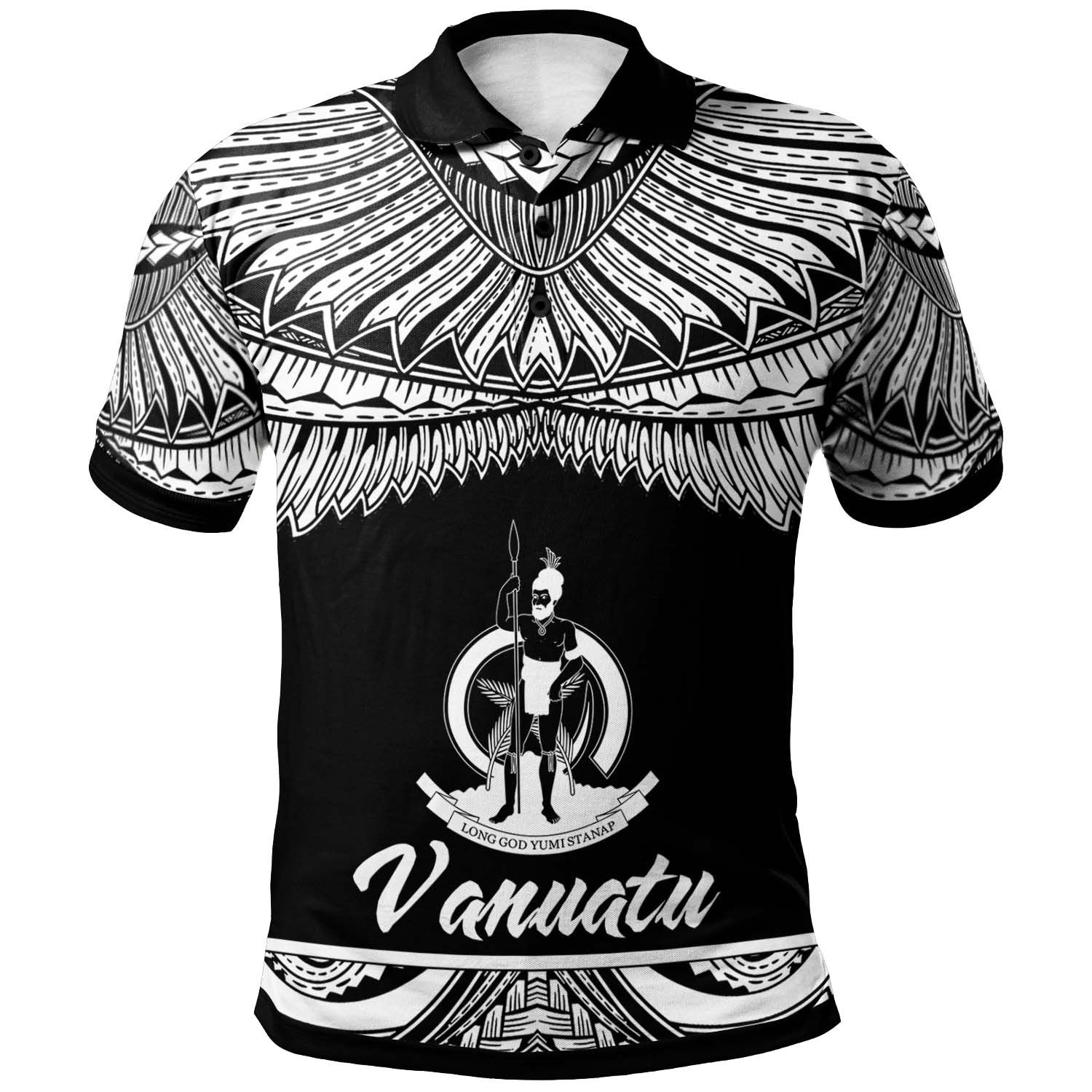 Vanuatu Polo Shirt Polynesian Tattoo White Version Unisex White - Polynesian Pride