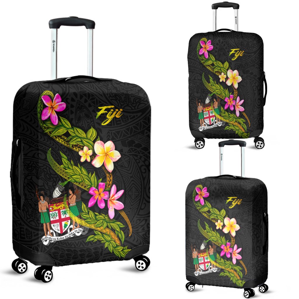 Fiji Polynesian Luggage Covers - Plumeria Tribal Black - Polynesian Pride