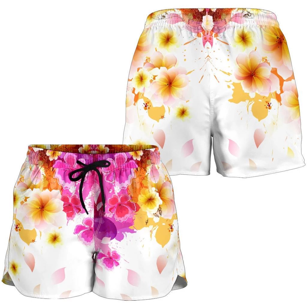 Hawaii Colorful Flower All Over Print Women's Shorts Women Pink - Polynesian Pride