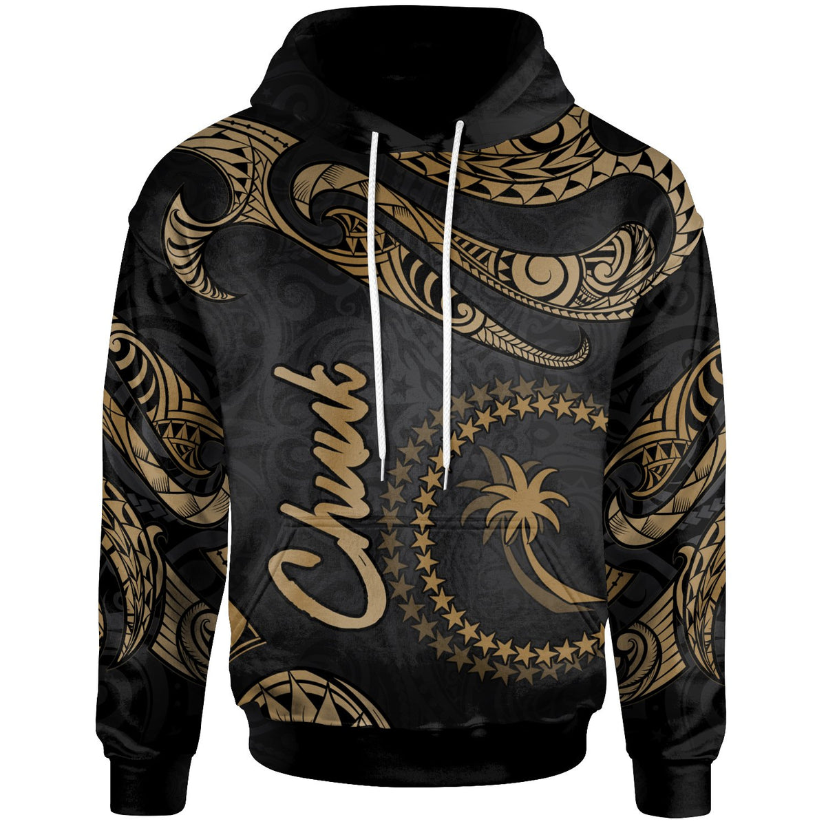 Chuuk Micronesia Hoodie Polynesian Tattoo Gold Version Unisex Gold - Polynesian Pride
