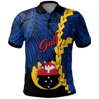 Papua New Guinea Gulf Province Polynesian Polo Shirt Tribal Wave Tattoo Unisex Blue - Polynesian Pride