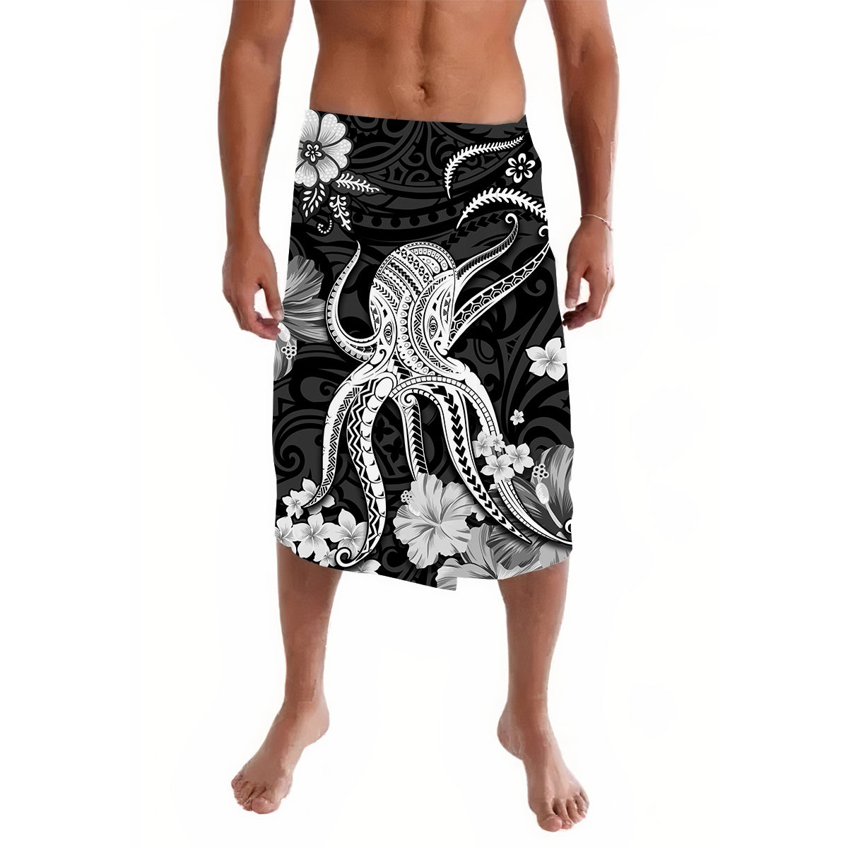 Hawaii Lavalava Polynesian Black Octopus LT13 Black - Polynesian Pride LLC