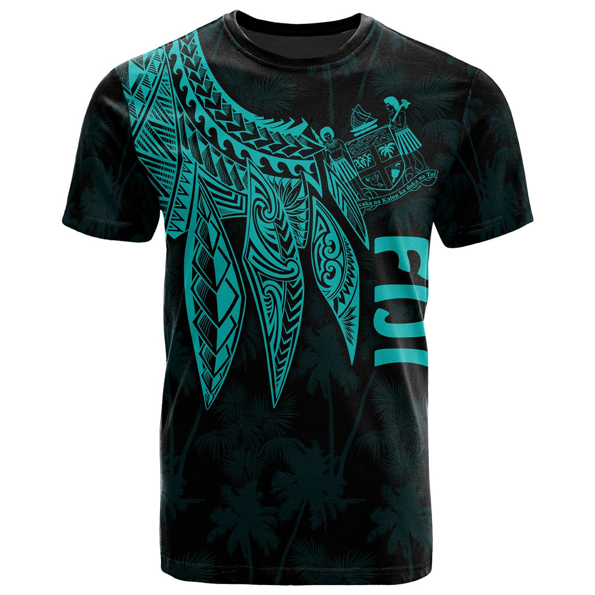 Fiji T Shirt Polynesian Wings (Turquoise) Unisex Reggae - Polynesian Pride