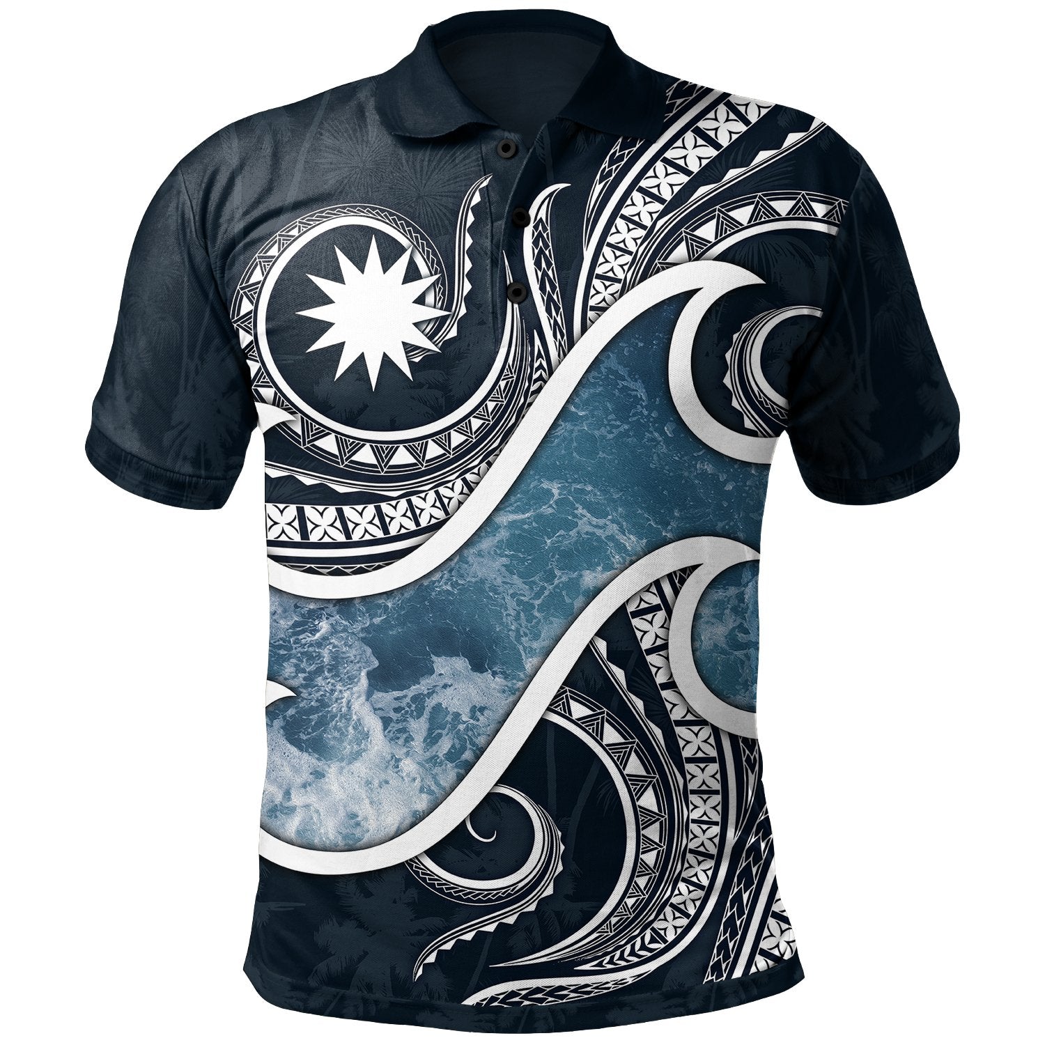 Nauru Polynesian Polo Shirt Ocean Style Unisex Blue - Polynesian Pride