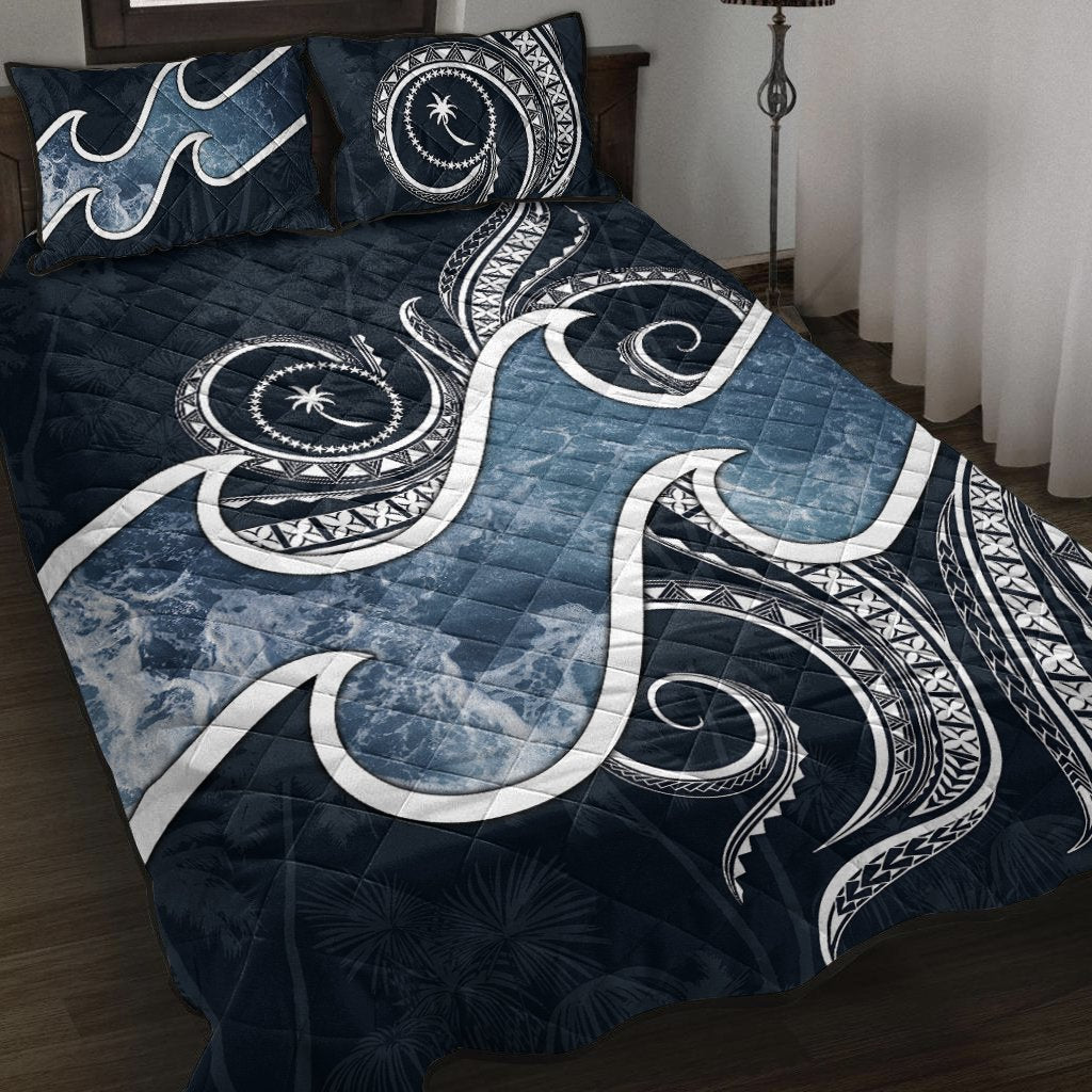 Chuuk Islands Polynesian Quilt Bed Set - Ocean Style Blue - Polynesian Pride